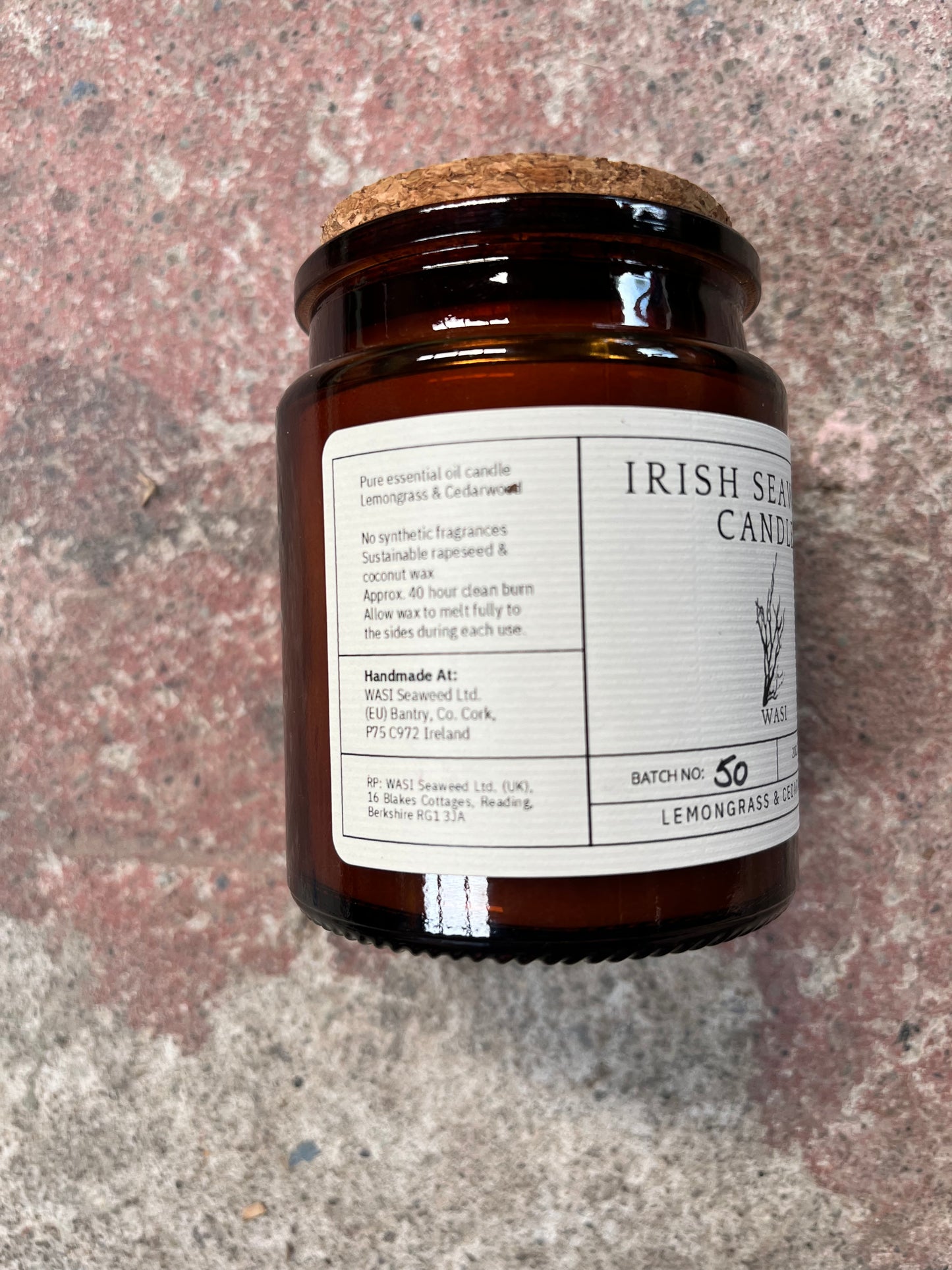 Lemongrass & Cedarwood Irish Seaweed Candle from Wasi