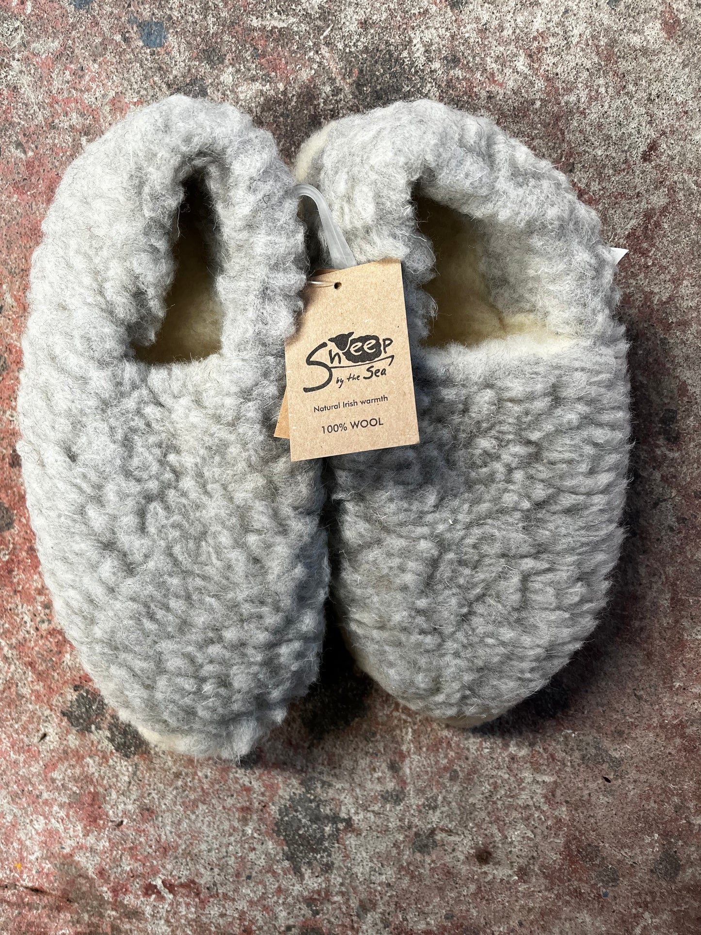 Light Grey Sheep By The Sea 100% Wool Slippers – Warm, Soft & Anti-Slip