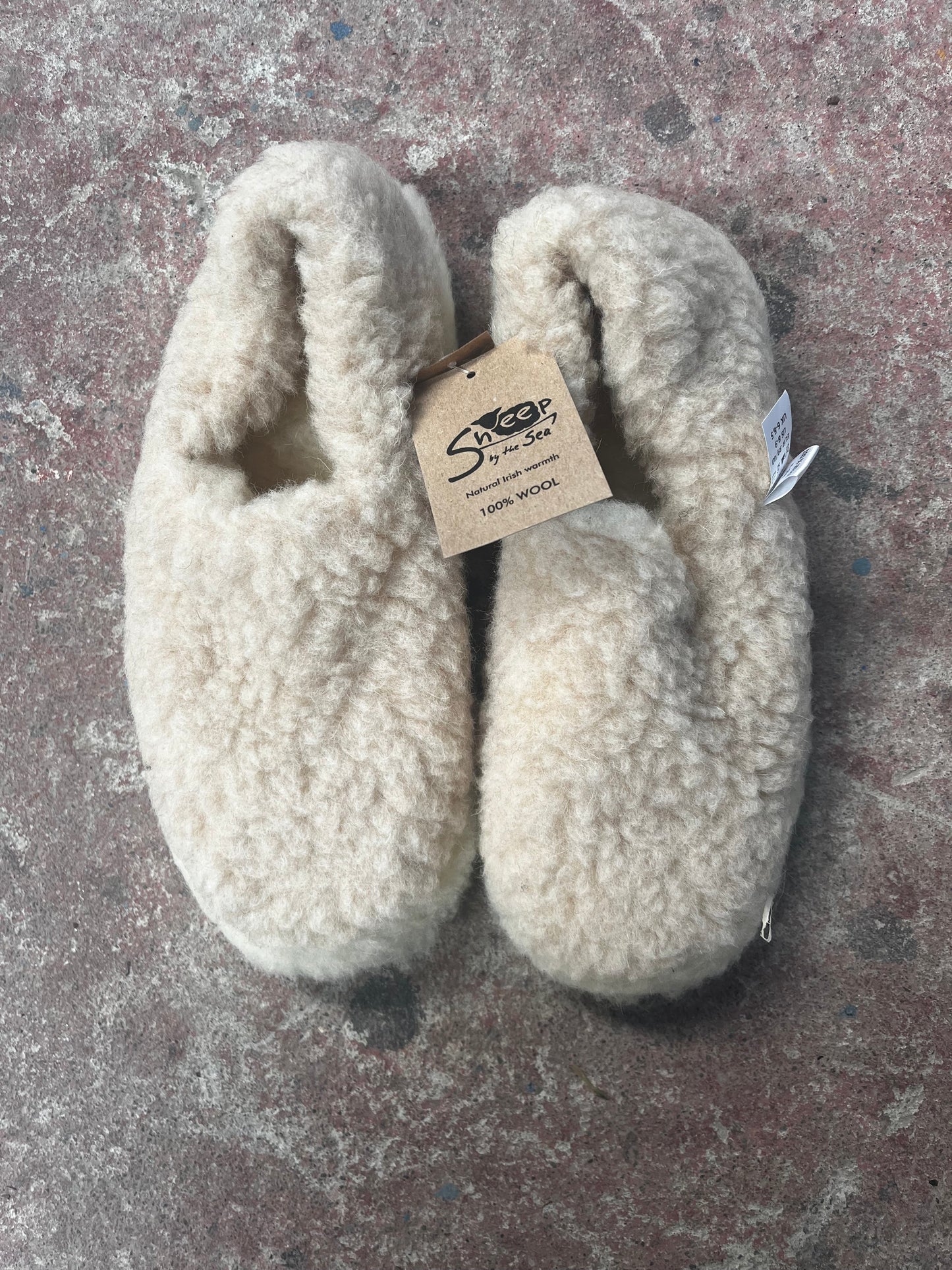 Beige Sheep By The Sea 100% Wool Slippers – Warm, Soft & Anti-Slip