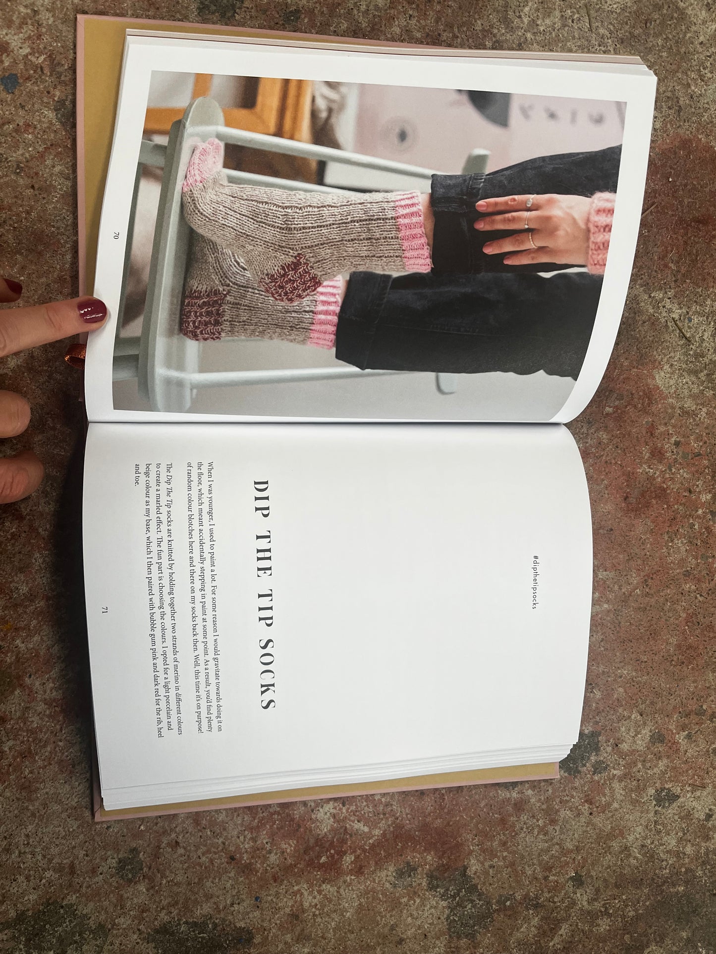 Pic of book opened on a page with a sock pattern
