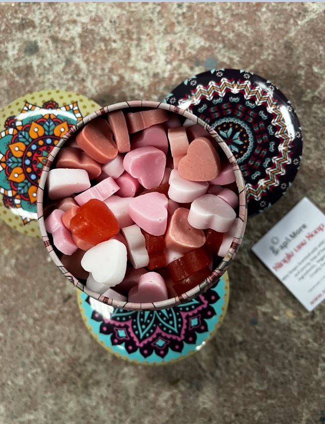 Single use love soap in a travel tin by Soap and More