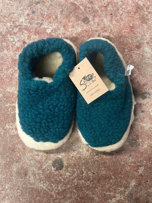 Azure Sheep By The Sea 100% Wool Slippers – Warm, Soft & Anti-Slip